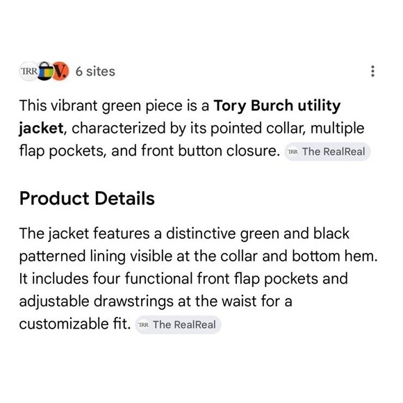 TORY BURCH kelly green logo button flap pocket womens utility jacket sz 10 - Picture 9 of 9